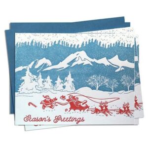 Made in the USA, Hand Drawn, Letterpress Printing, Mid-century are inspired, Christmas, Holiday, Stationary, Cards, Tree-free paper