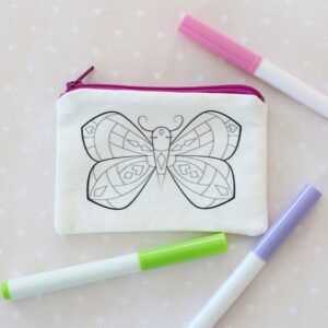 Made in the USA, 100% Cotton, Art, Kids, Coin Purse, Butterfly, Coloring Kit