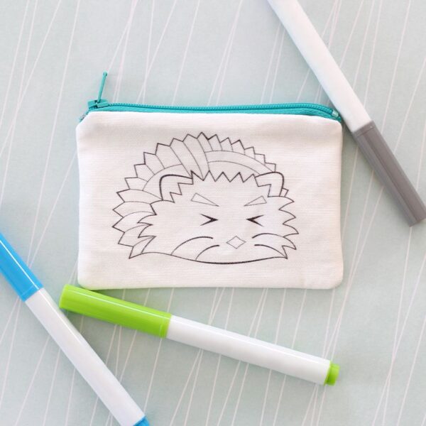Made in the USA, 100% Cotton, Art, Kids, Coin Purse, Hedgehog, Coloring Kit